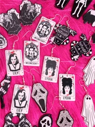 HUANZHI Halloween Drop Earring for Women Girls Acrylic Square Cartoon Y2K Party Jewelry 2023 New Trend