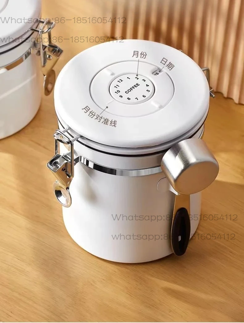 Sealed Tank 304 Food Grade Moisture-proof Exhaust Coffee Bean Storage Tank Nut Milk Powder Tea Storage Tank 1pcs