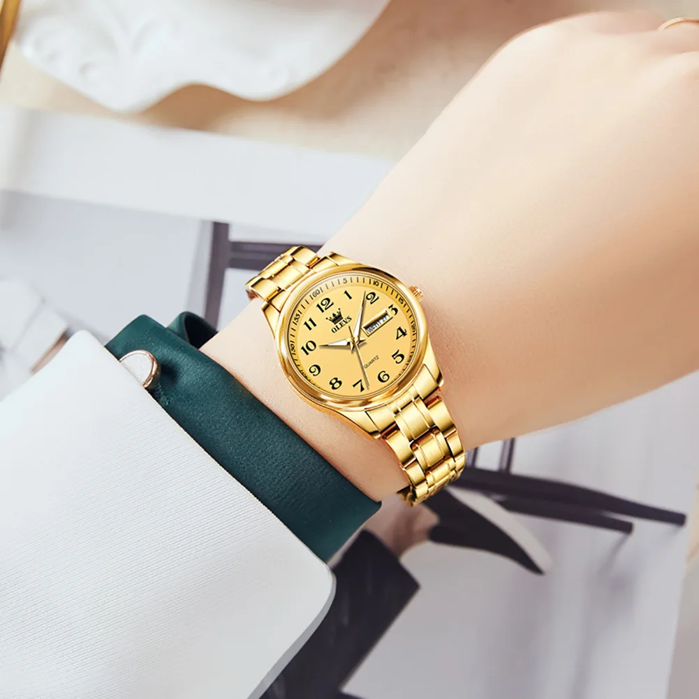 Luxury Brand Women Watches Quartz Wrist Watch Gold Date Stainless Steel Waterproof Ladies Fashion Bracelet Gift Set montre femme