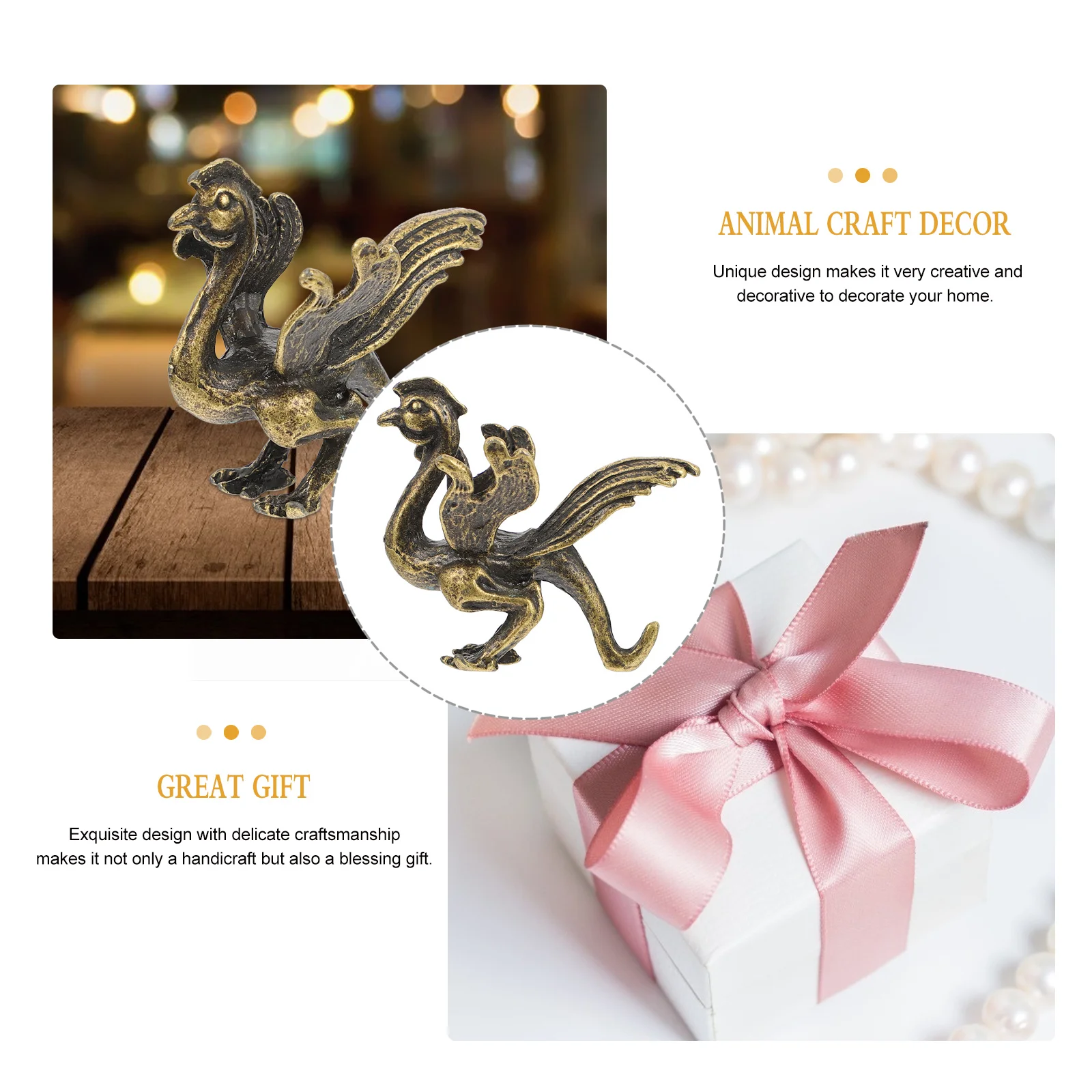 

1pc Brass Craft Ornament Delicate Desktop Decor For Home Office Garden Layout Miniature Animal Statue Brass