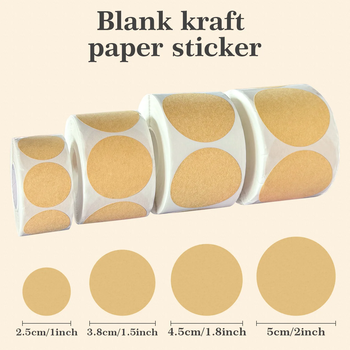 2.5/3.8/4.5/5 cm 500 Pz/rotolo Kraft Rotondo Etichette Adesive Carta Adesiva Classificazione Nome Etichette Personalizzate Adesivi