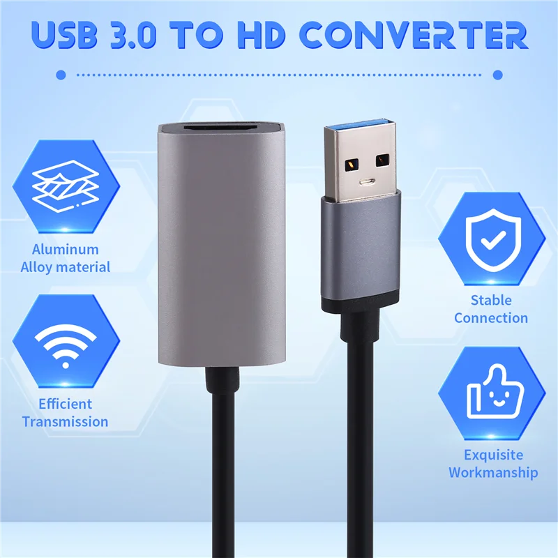 

ABZZ-USB 3.0 в совместимый преобразователь 1080P USB A в совместимый женский кабель-адаптер для внешней видеокарты