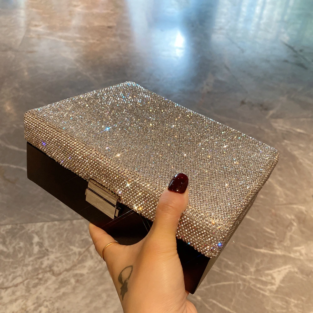 Large Capacity Desktop Storage Box Diamond-encrusted Cosmetics Finishing Jewelry Case With Mirror Rhinestones Makeup Organizer