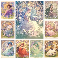 5D DIY Diamond Painting Kit Beauty Girl Warrior Mucha Style Japanese Anime Cross Embroidery Handmade Embroidered Mosaic Art Gift