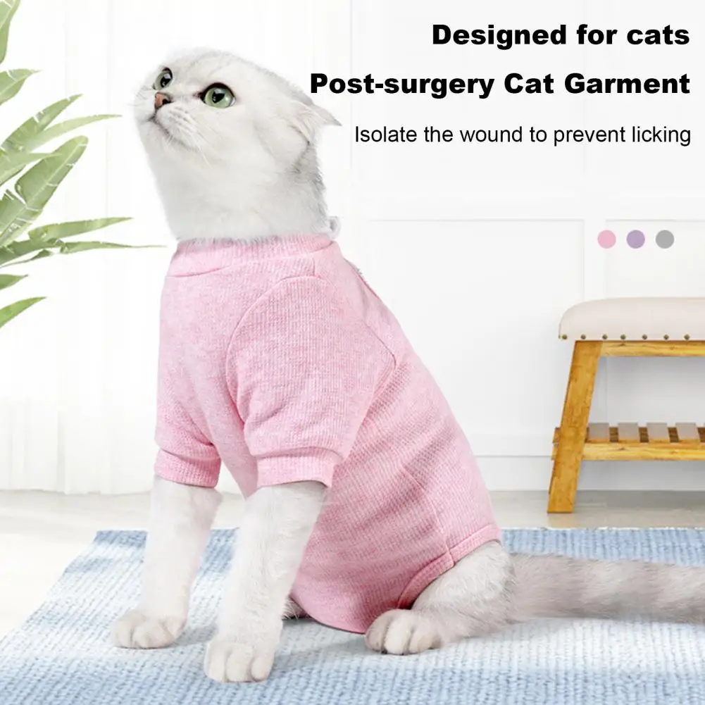 Stretchy Cat Vest Pet Surgery Recovery Clothes Cat Neutering Suit Weaning Jumpsuit Anti-licking Sterilization Vest Breathable