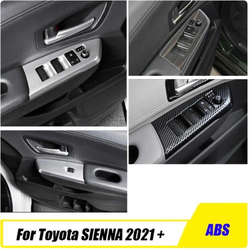 

Interior Door Armrest Glass Button Window Switch Panel Cover Decoration Car Accessories 4Pcs For Toyota Sienna 2021 2022 2023
