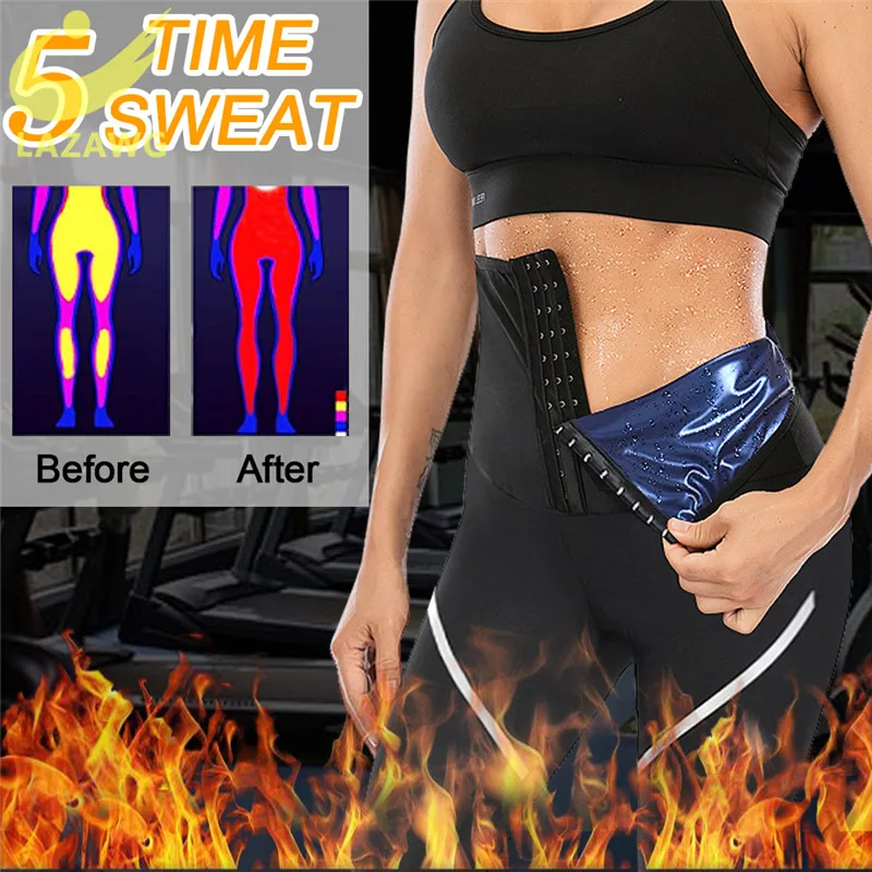 LAZAWG Womens Weight Loss Pants Sweat Sauna Shapers Sauna Sweat Hot Slimming Leggings Female Sports Pants Workout Fitness Shorts