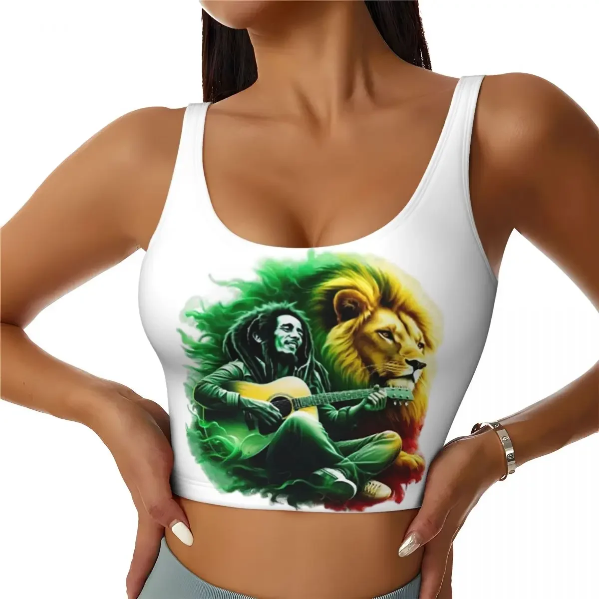 Sujetador Deportivo Personalizado Bob Marley One Love para Mujer, Top Corto de Alto Impacto para Gimnasio, Yoga y Entrenamiento
