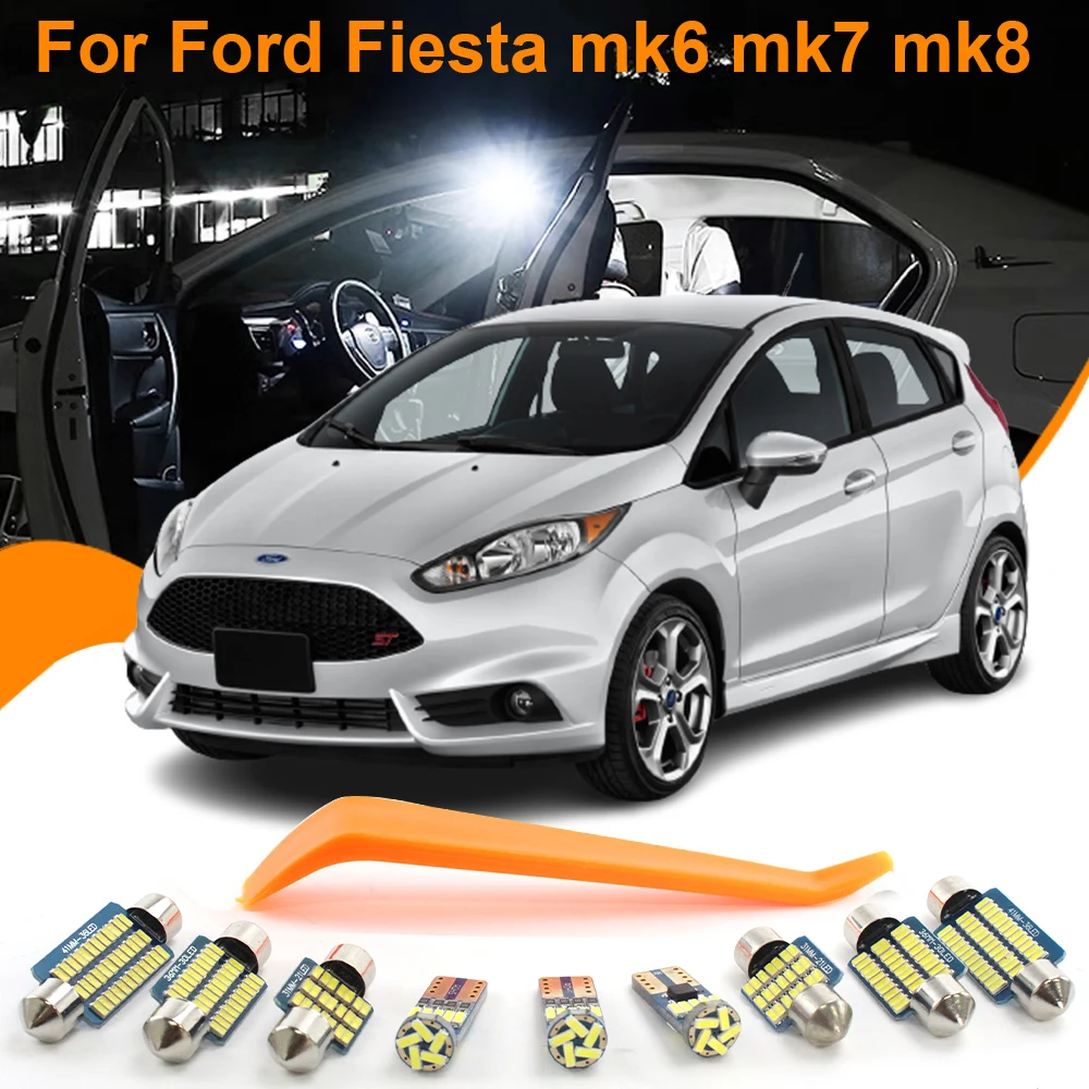 

Car LED Interior Light Canbu For Ford Fiesta mk6 mk7 mk8 ST RS 2003-2023 Accessories Dome Read Trunk Lights License Plate Lamps