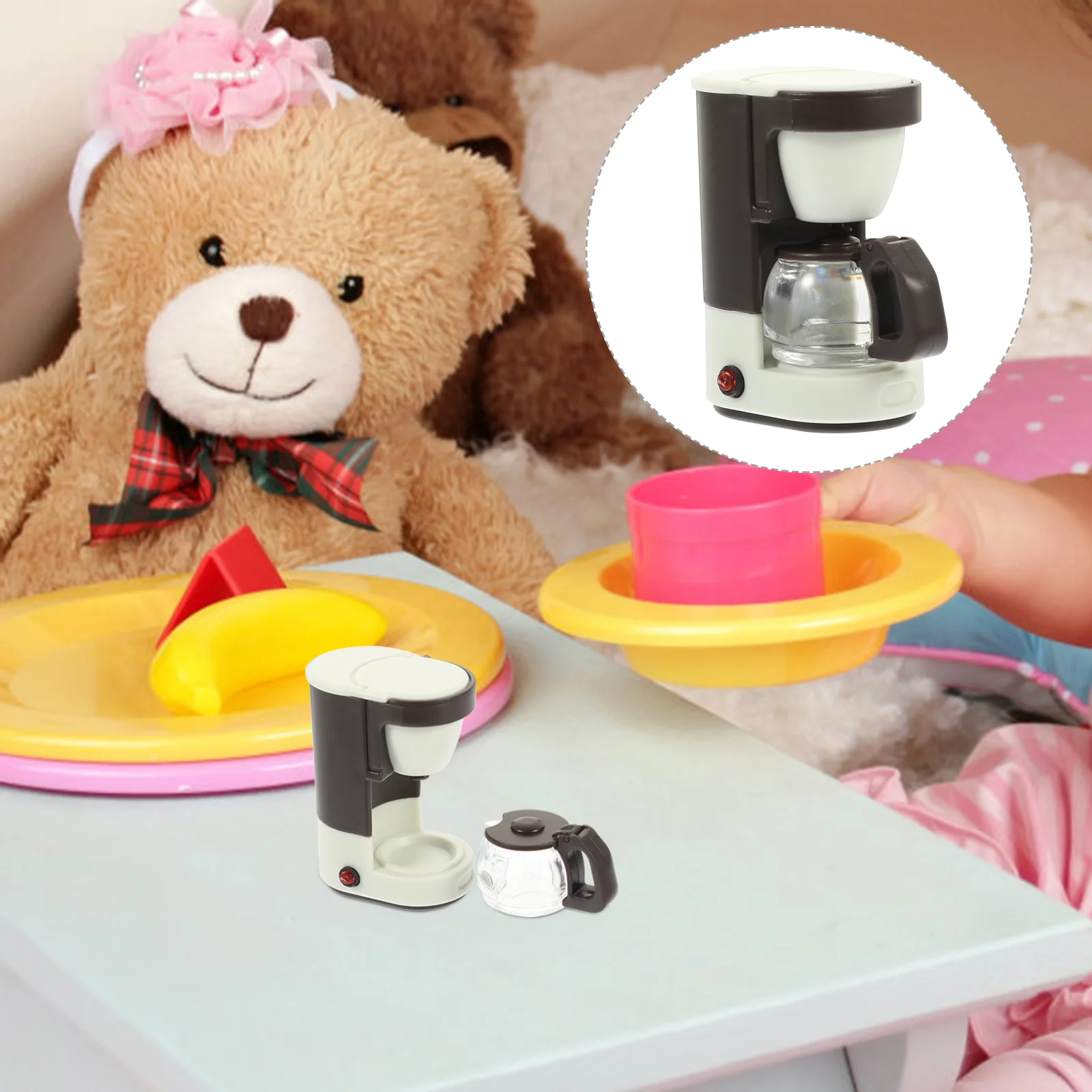 Brinquedos infantis máquina de café em miniatura jogar acessórios de cozinha casa de bonecas bolso criança rosa fabricantes