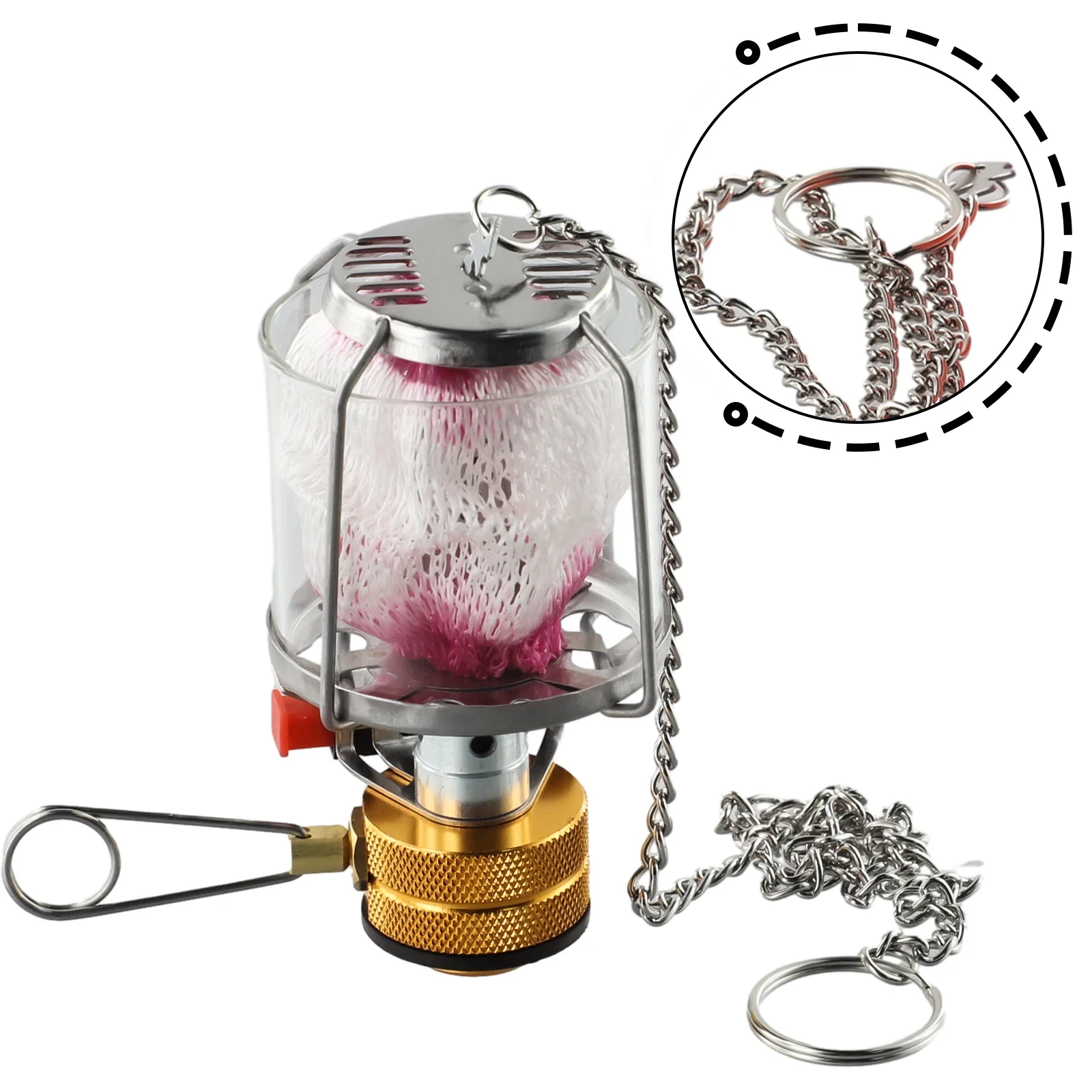 Stainless Steel Camping Lantern 5x9.5cm Adventure-Ready Gas Lamp Compact Outdoor Lantern Adjustable Brightness Camping Supplies