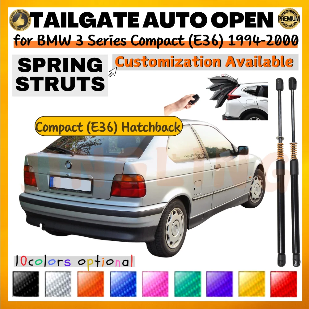 Qty(2) Trunk Strut with Spring for BMW 3 Series Compact (E36) 1994-2000 Hatchback Rear Tailgate Boot Lift Support Shock Absorber