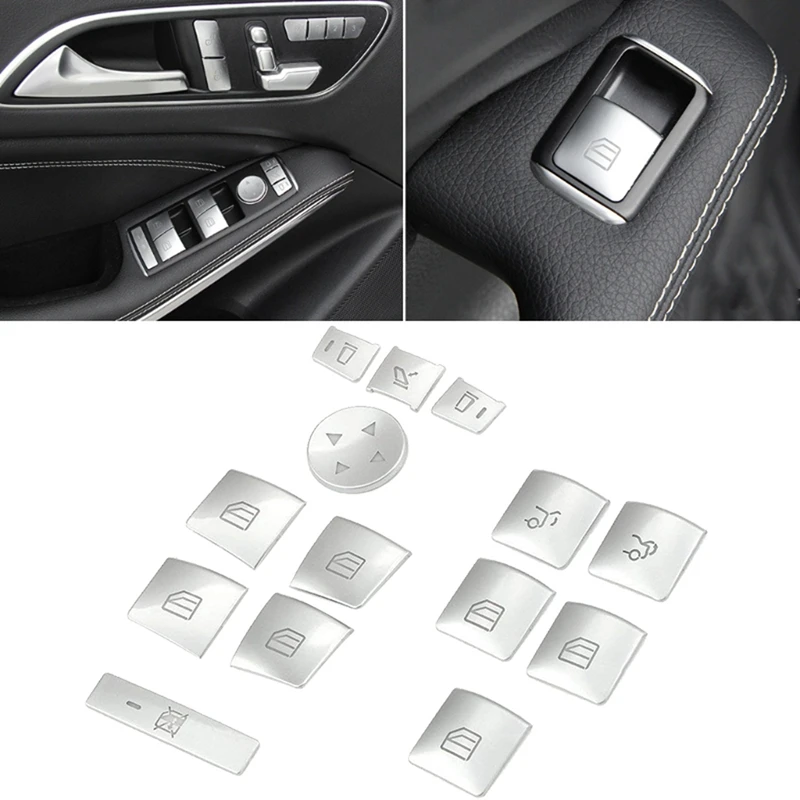 70X Inner Door Armrest Window Switch Button Trim Cover Sticker For Benz GLK ML GL A B C E G Class W204 W212 W246 W166