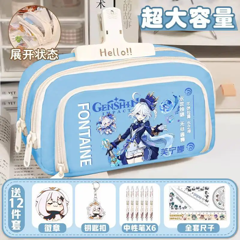 

Genshin Impact Collaboration Funina Scaramouche Zhongli Nahida Stationery Box Pain Bag Hu Tao Primary And Secondary School Anime