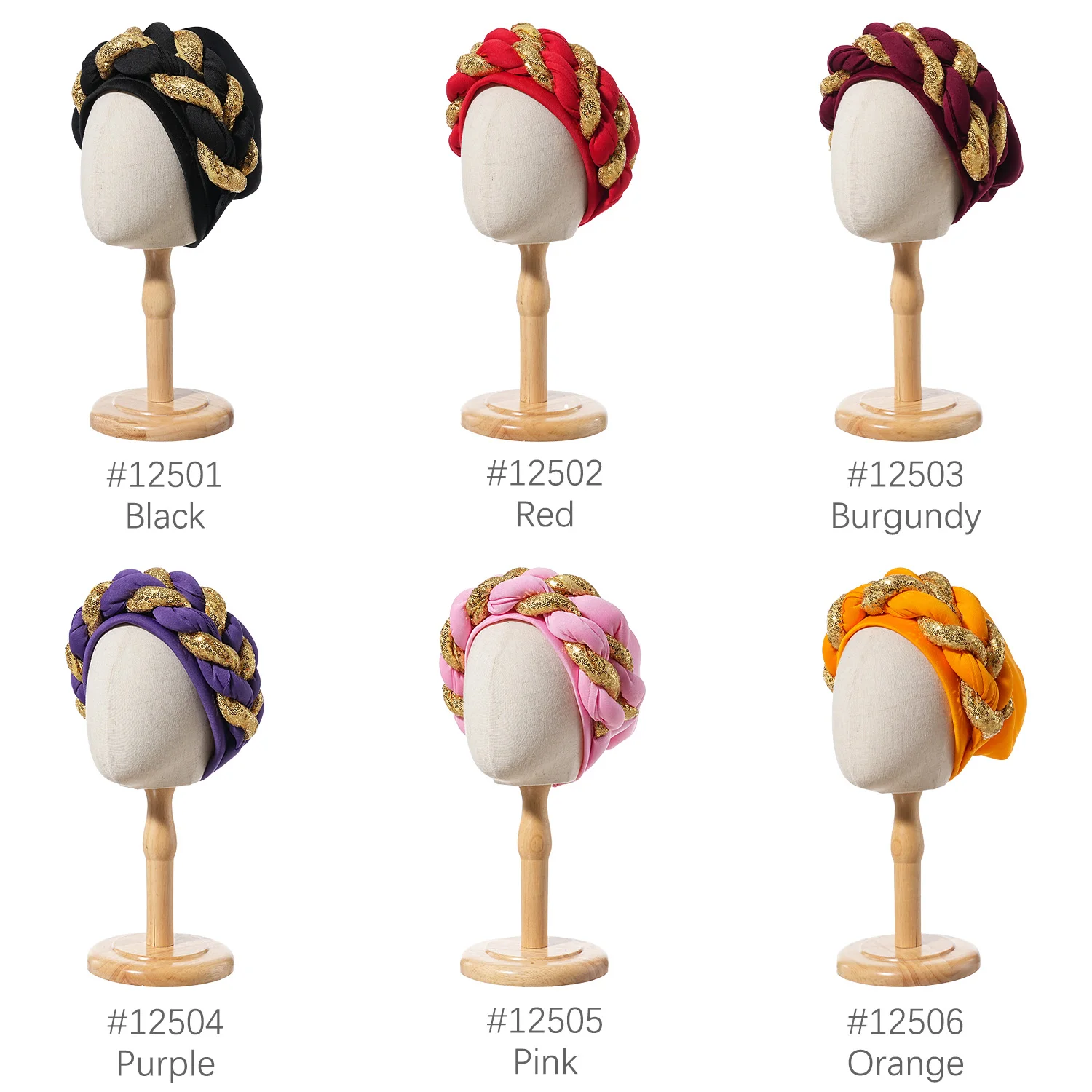 Spangle Big Braids Head Wrap Twisted Head Turbans Headwear, Wedding Heads Turban, Hair Cover Accessories