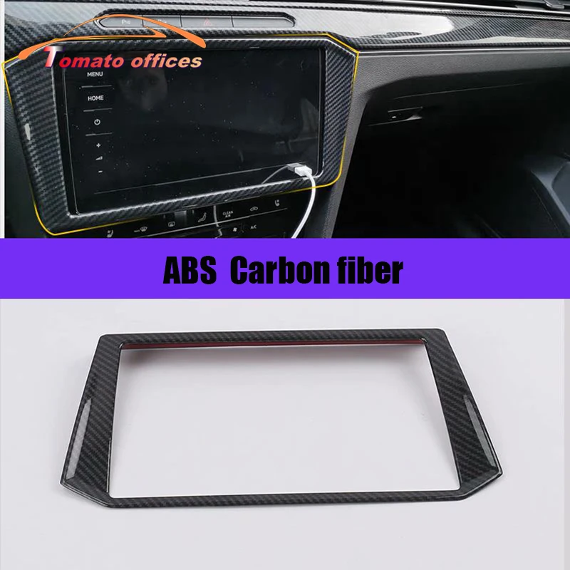 

ABS Carbon Fiber For Volkswagen VW Passat B8 Arteon 2016 17 18 19 20 2021 Car Navigation Panel Frame Cover Trim Auto Accessories