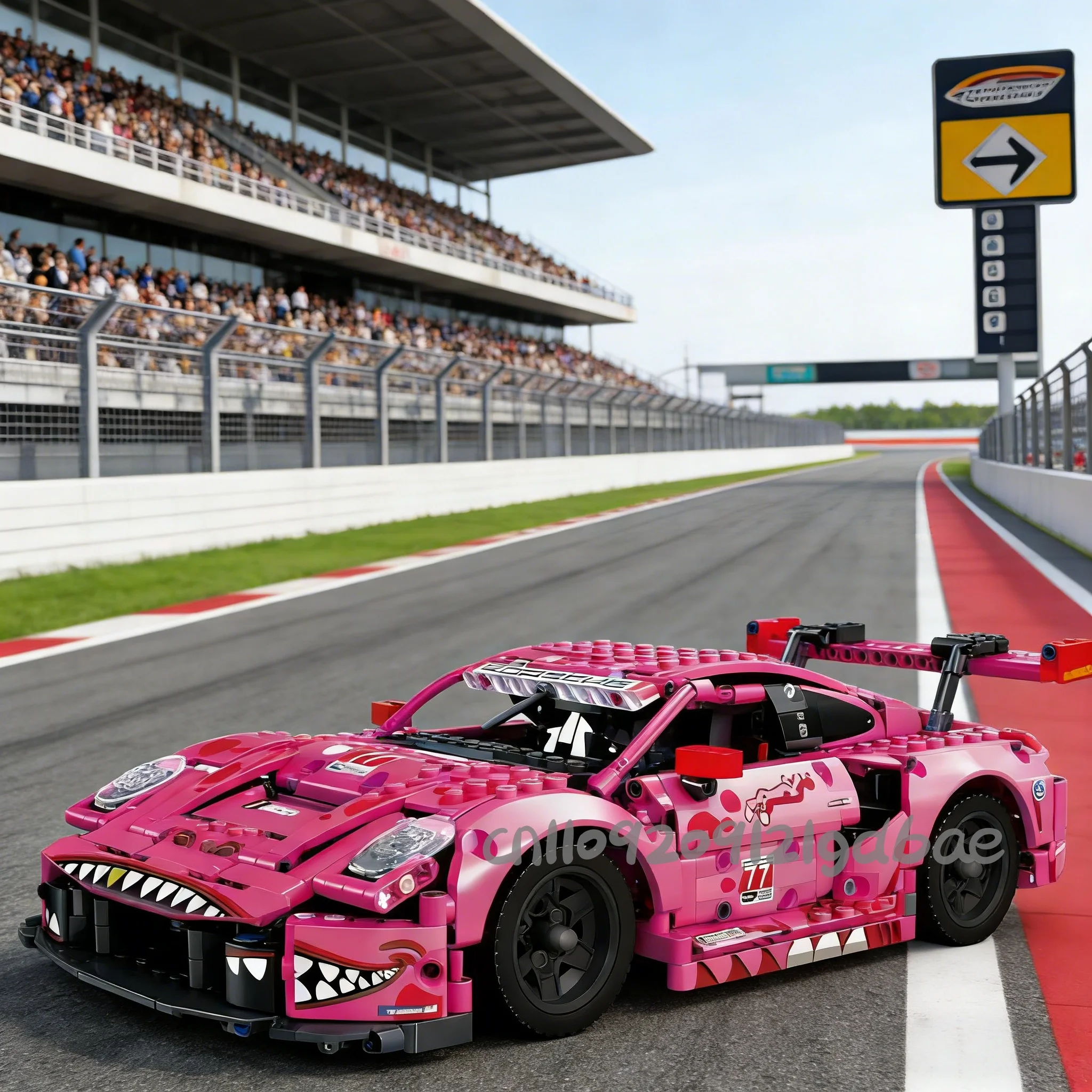 

Hot-selling dinosaur car pink, new models assemble boys and girls, machinery and complex large building blocks, racing cars