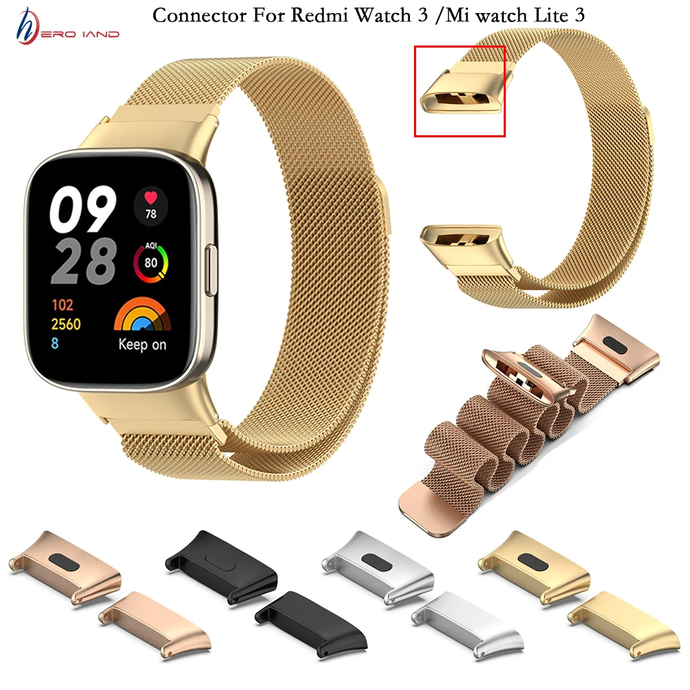 

Соединитель ремешка Heroland для Redmi Watch 3/Mi Watch Lite 3, металлическая Регулируемая пряжка из нержавеющей стали, адаптер для браслетов, аксессуары