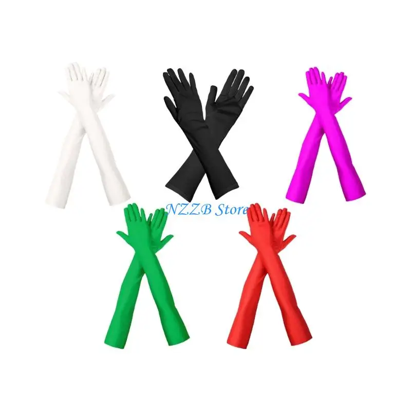 

T21F Retro Stretchy Sleeve Evening Gloves For Women Long Formal Party Costume