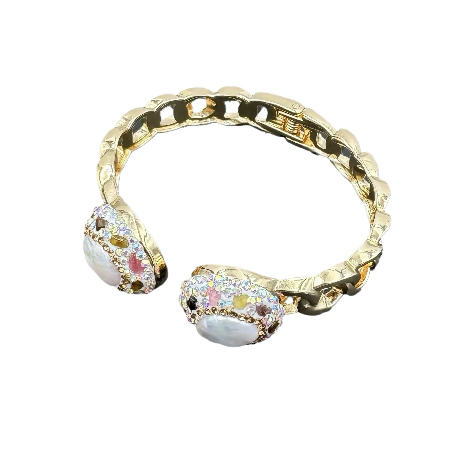 Natural Baroque pearl inlaid rough stone personalized niche high-end bracelet, live broadcast source manufacturer wholesale