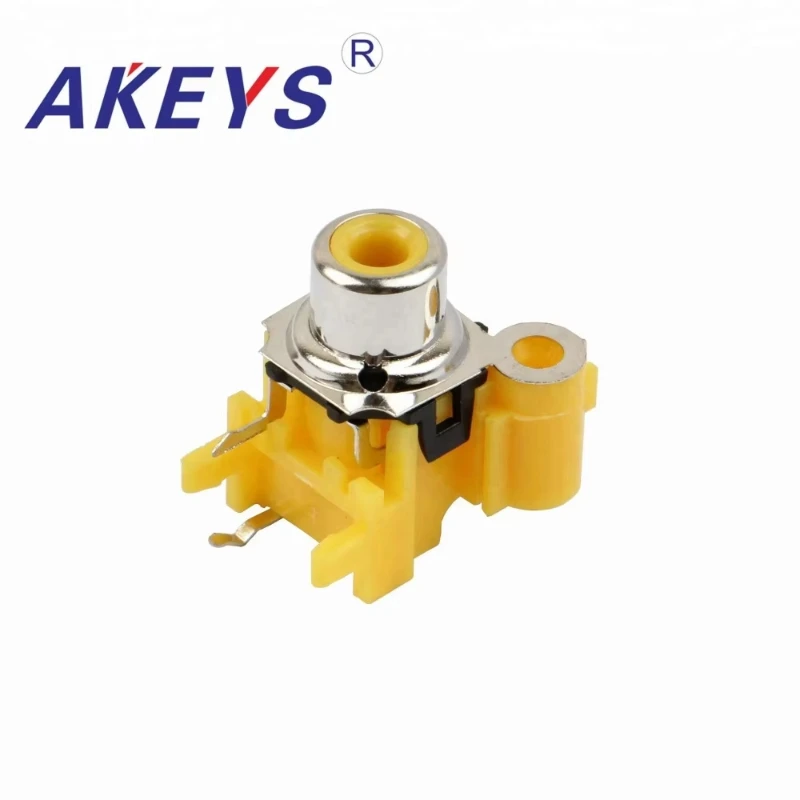 10PCS AV-8.4-8PB  PCB Mounting 2 pins RCA Female Jack AV Concentric Outlet Socket Yellow