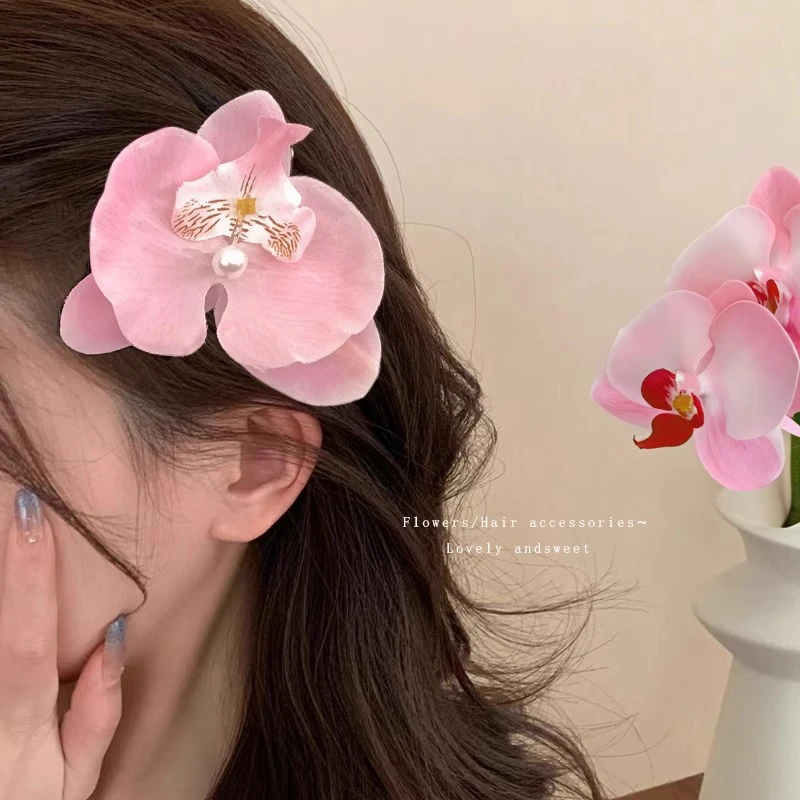 Orchid Hair Clip For Woman Artificial Flower Hairpins Cute Wedding Party Side Clip Hair Accessories Gifts