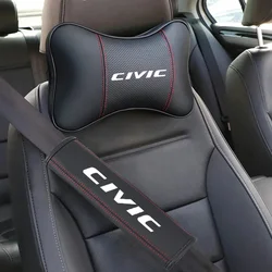 Car Seat Headrest Neck Pillow Seat Belt Shoulder Protector Pads for Honda CIVIC 10th gen 8th gen with logo Auto Accessories