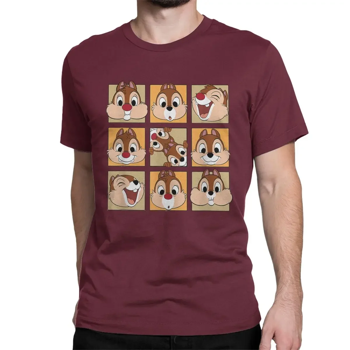 Chip N Dale Face T-Shirts for Men Women Vintage Pure Cotton Tees Crew Neck Short Sleeve T Shirt 6XL Tops