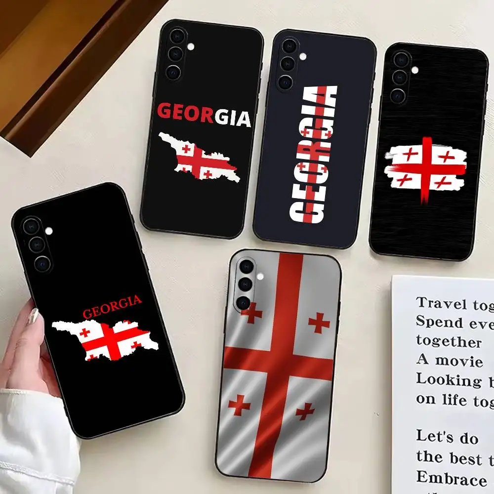 

G-Georgia F-flag Maps Phone Case For Samsung Galaxy A73,A72,A71,A70,A53,A52,A51,Others Soft Black Cover