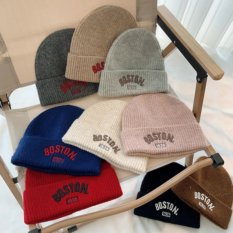 

Fashion Messenger Kids' Knit Hat Fall/Winter Style Boys' & Girls' Warmth Solid Color Thickened Crochet Baby Embroidered Hat