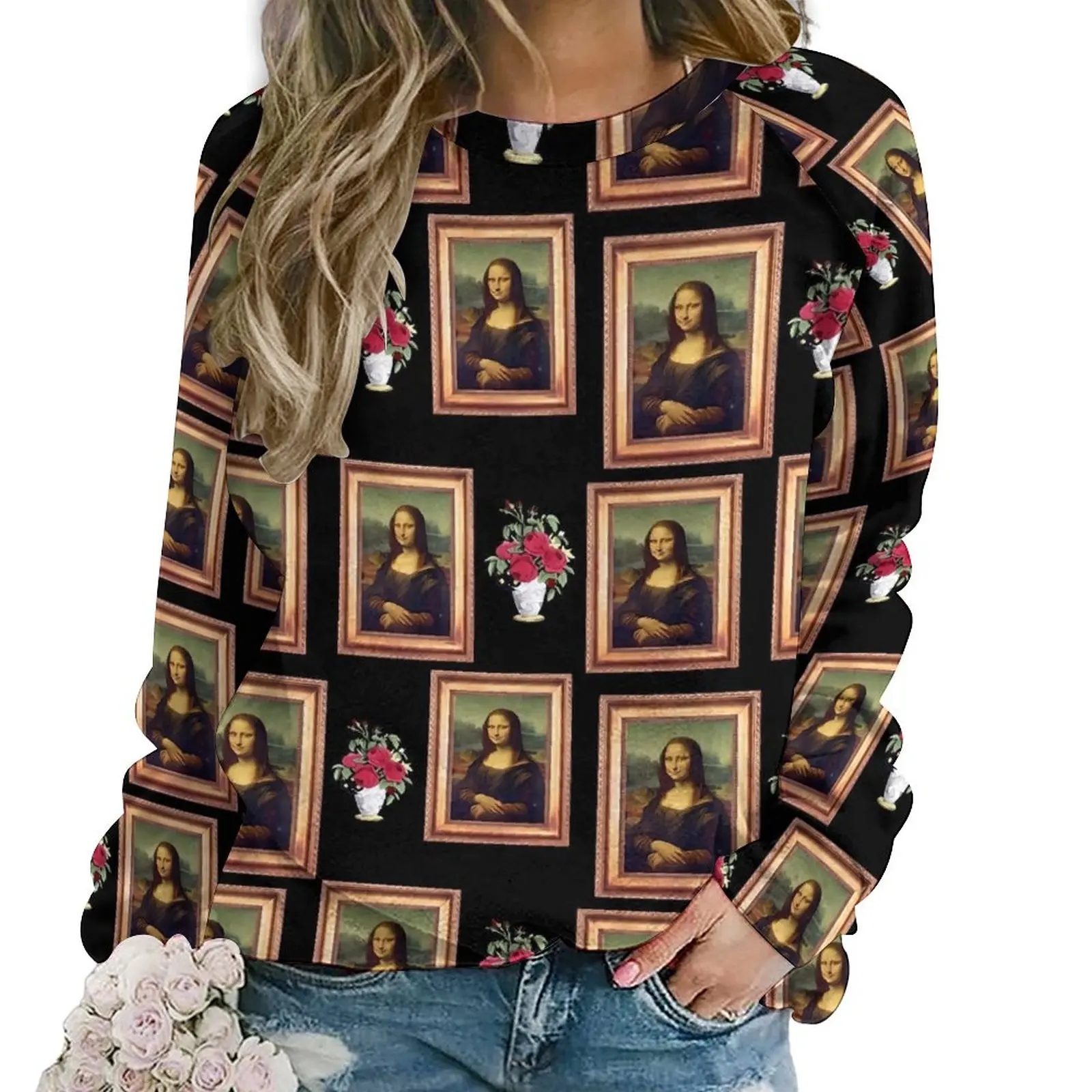 

Mona Lisa Hoodies Womens Long Sleeve Famous Painting Aesthetic Casual Hoodie New Arrival Street Wear Oversize Custom Sweatshirts