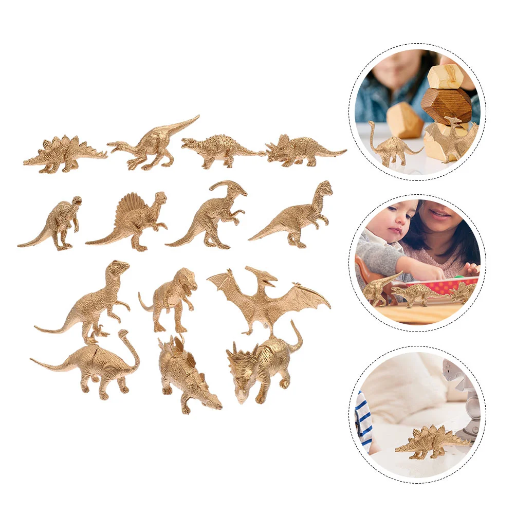 

14 PCS Golden Dinosaur Model Dinosaurs Crafts Playthings Educational Toys Figures Vivid Mini Simulation Children’s