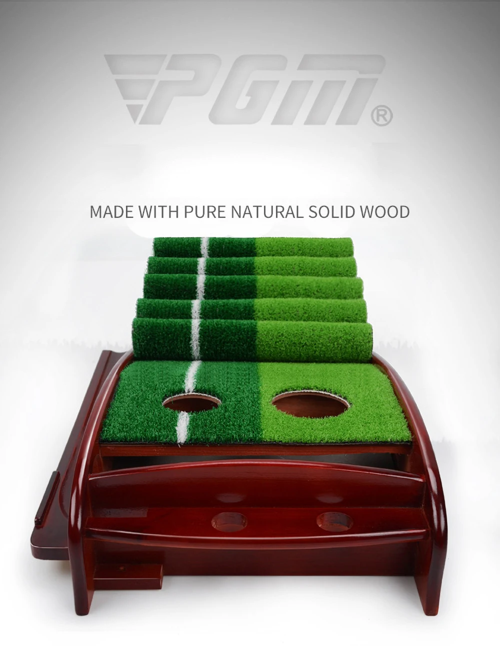 PGM Golf Lawn Exercise Pad Set, Indoor Putter Trainer, Solid Wood Putting Mat, Bring Back the Ball Track Gift, 3M, 3.5m, TL001