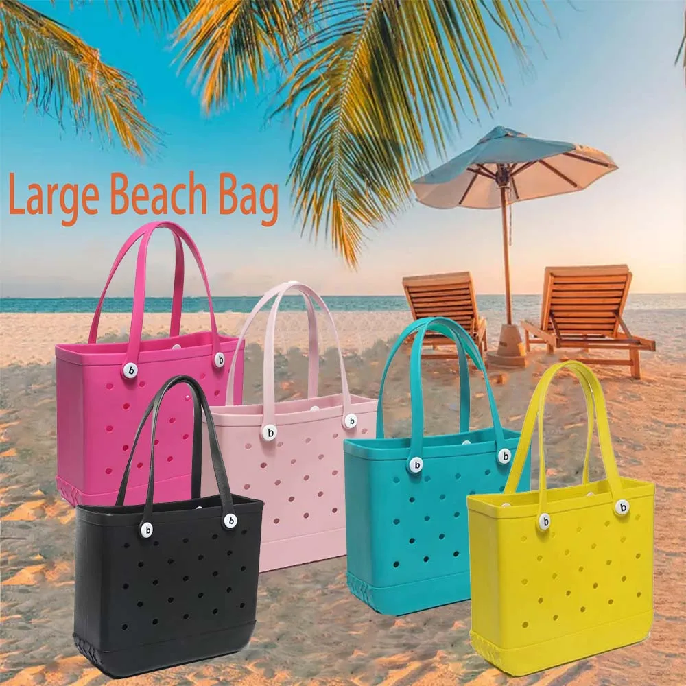 EVA Beach Bag L/XL Waterproof Handbag Large Capacity Storage Baskets Rubber Women Over Sized Boggs Tote Bags for Christmas Gifts