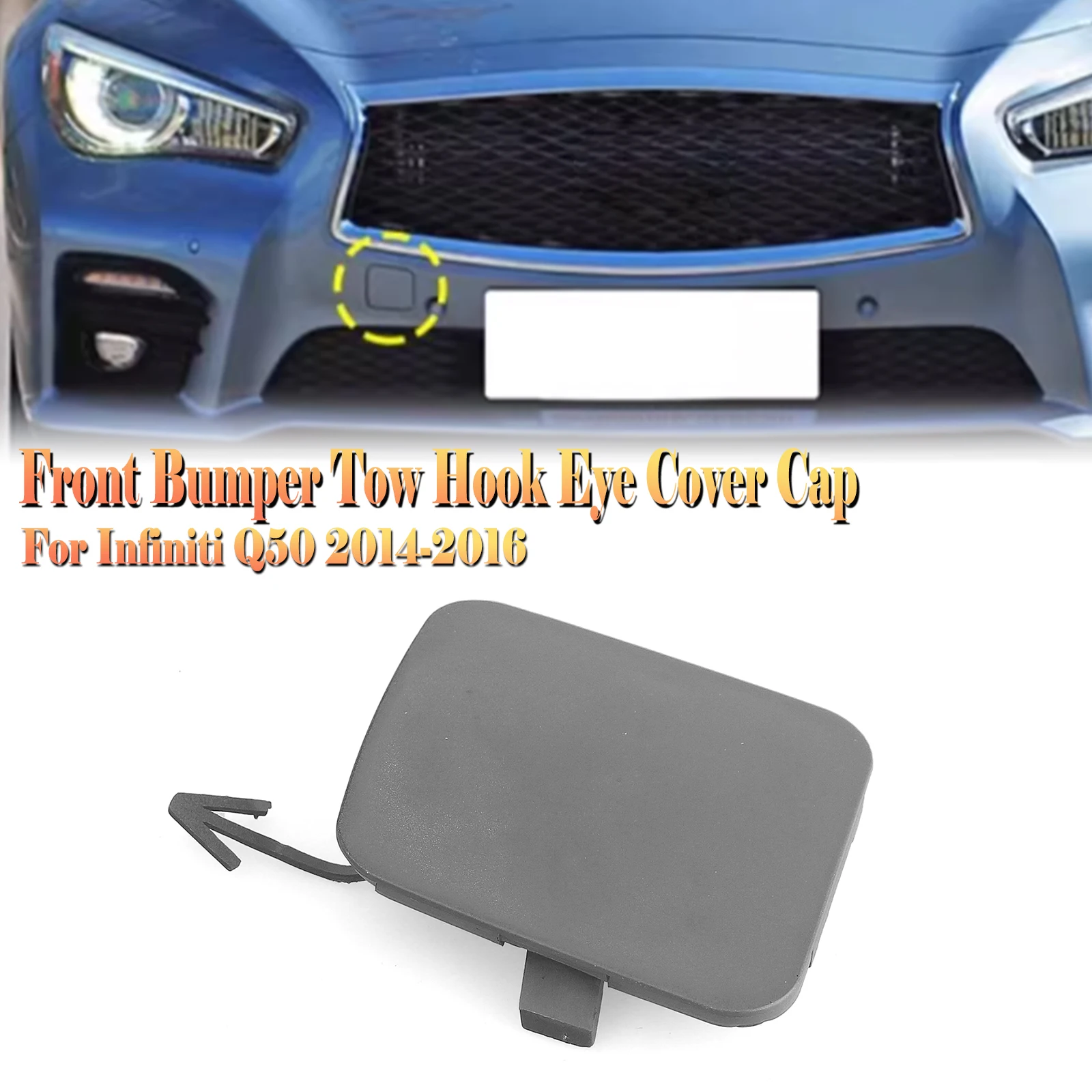 

1pcs Front Bumper Tow Hook Eye Hole Cover Trailer Access Cap For Infiniti Q50 Q50L 2014-2017