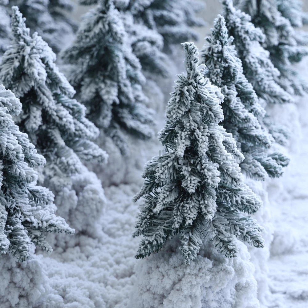 45/60/75cm Weißer Künstlicher Schneefall-Weihnachtsbaum, Kleiner Samt-Schneebäumchen, Tischdekoration für Weihnachten