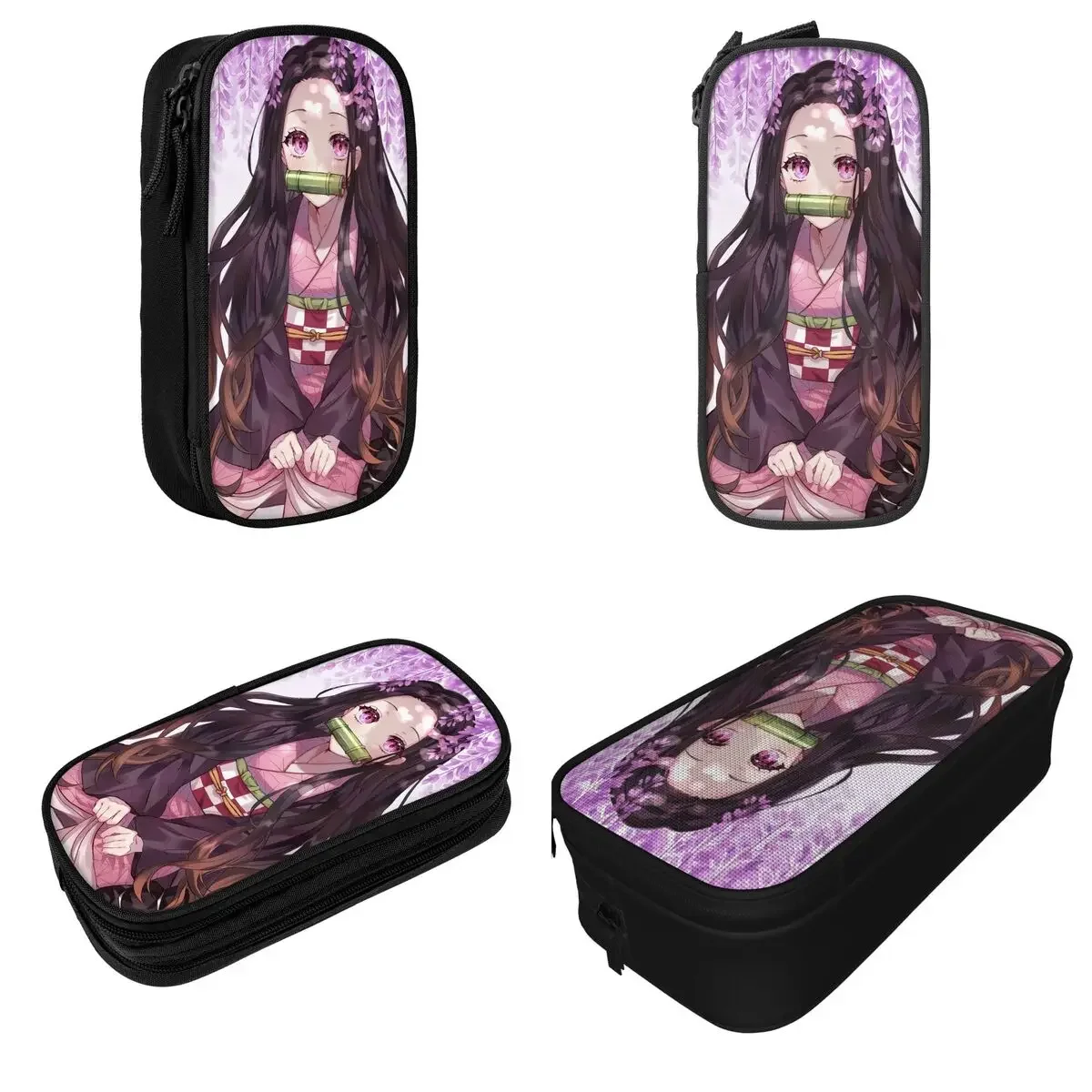 Demon Slayers Nezuko Pencil Case Anime Comic Pencilcases Pen Box for Student Large Storage Bag School Supplies Gifts Stationery