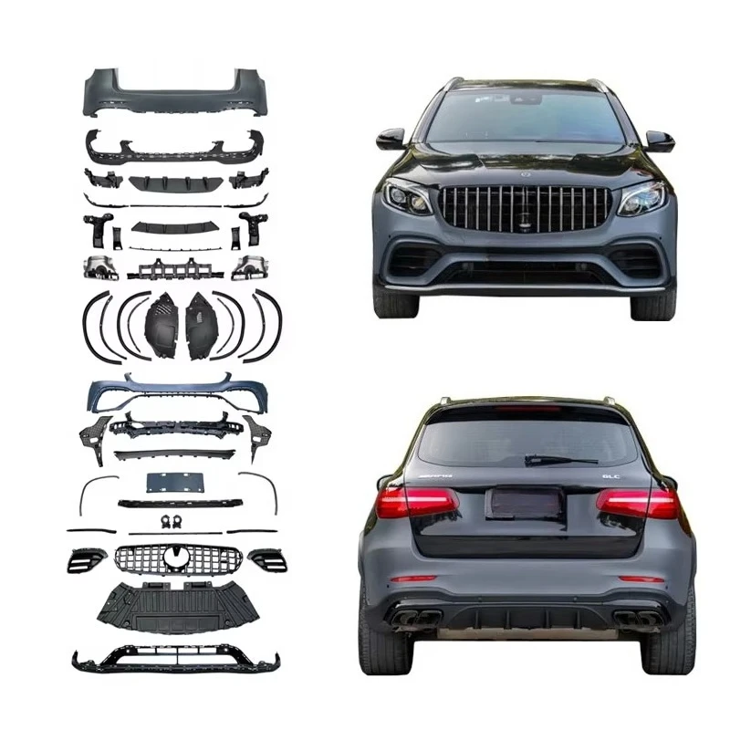 GLC63 Bumper for 2016-2019 Benz GLC X253 Upgrade GLC63S AMG Body Kit Front Bumper Diffuser Tips