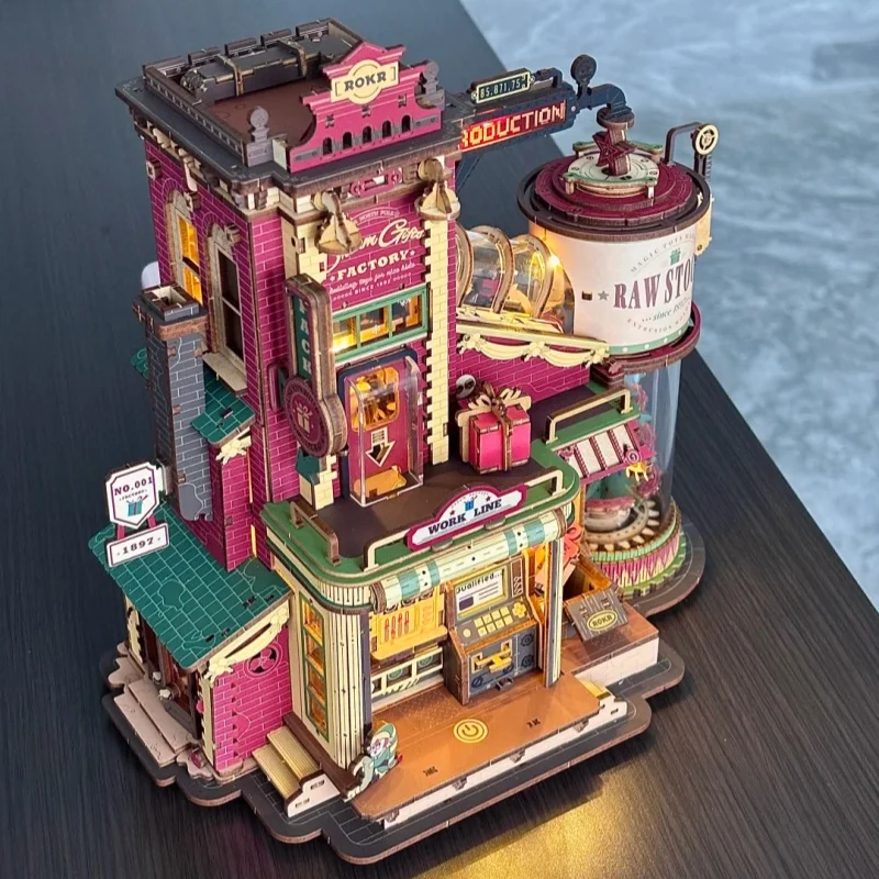 

In Stock Dream Gift Factory 3d Wooden Puzzles Wooden Music Box Christmas Wooden Model Kits Build Best For Adults Festival Gifts