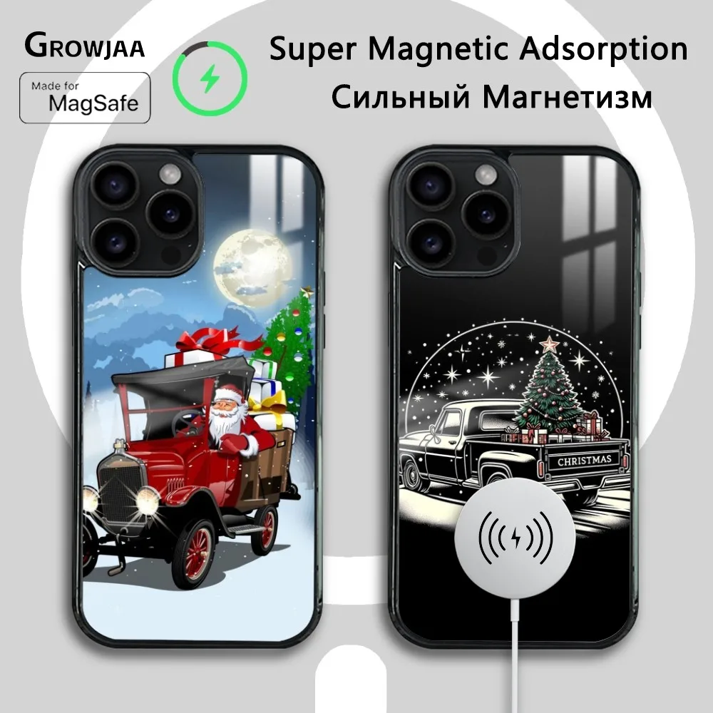 Christmas Tree Art Phone Case For iPhone 16 15 14 13 12 11 Pro Max Plus Mini Magsafe Mirror Wireless Magnetic Cover