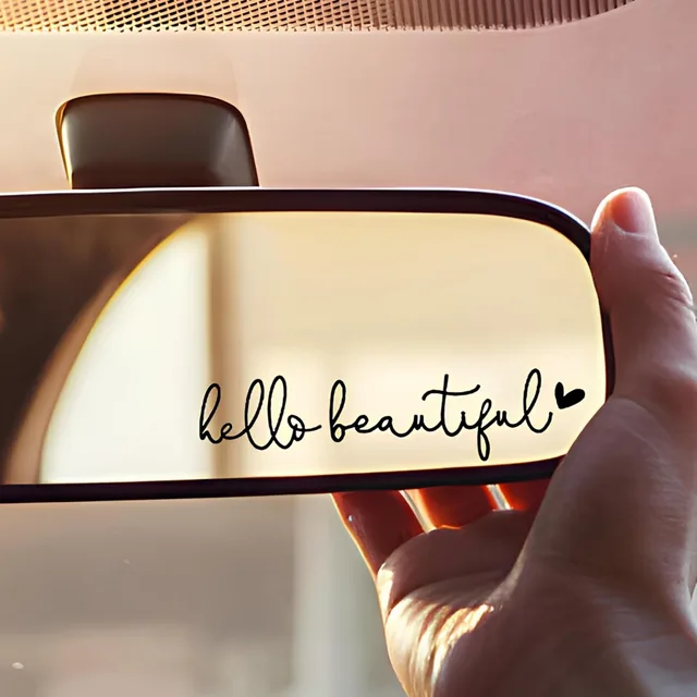 1szt Hello Beautiful Car Rearview Mirror Vinyl Decals Vanity Mirror Stickers Racing Helmet Auto Rear Window Waterproof Decoration