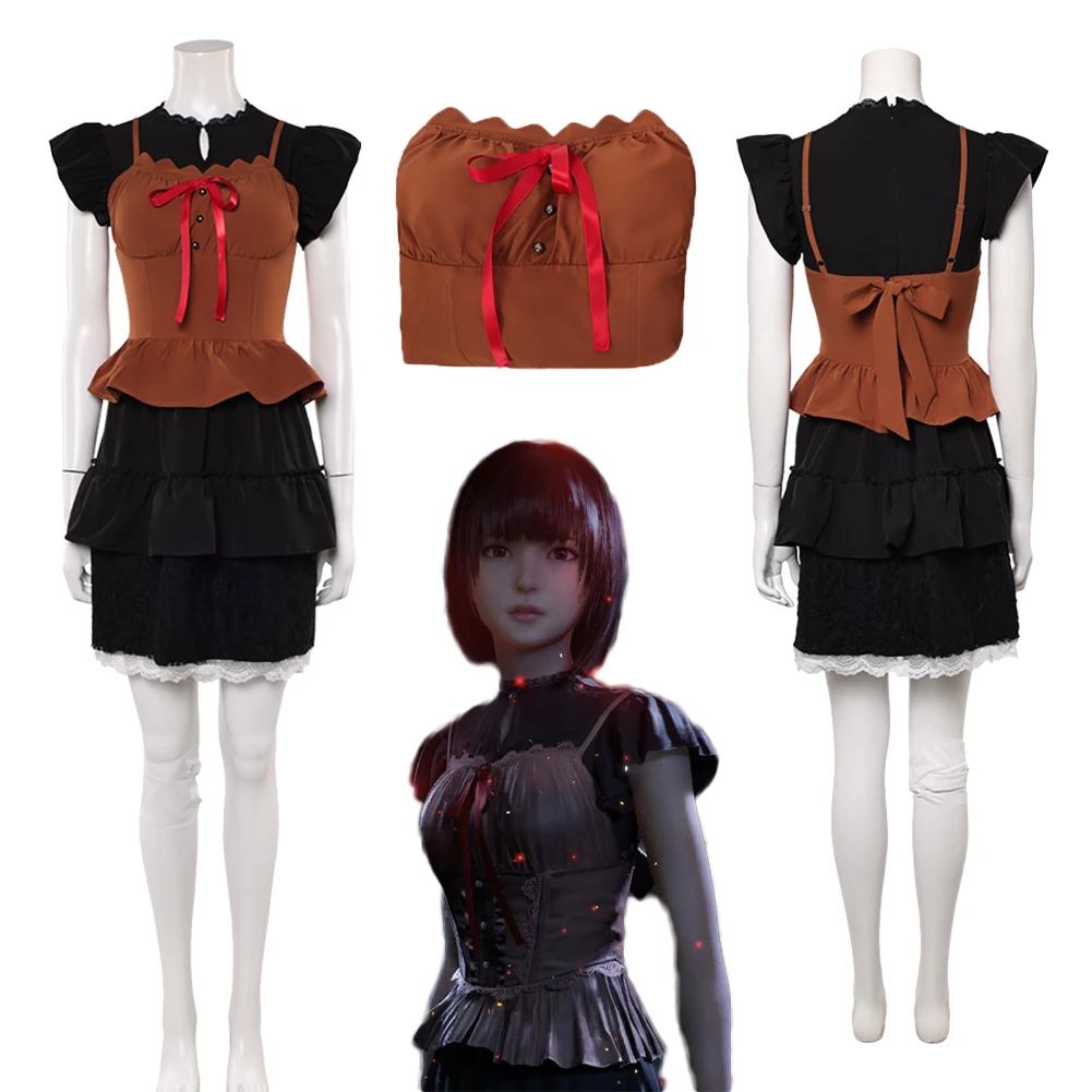 

Zero Red Butterfly REMAK Orchid Cosplay Costume Clothes Black Dress Brown Top Outfits Disguise Women Uniform Halloween Carnival