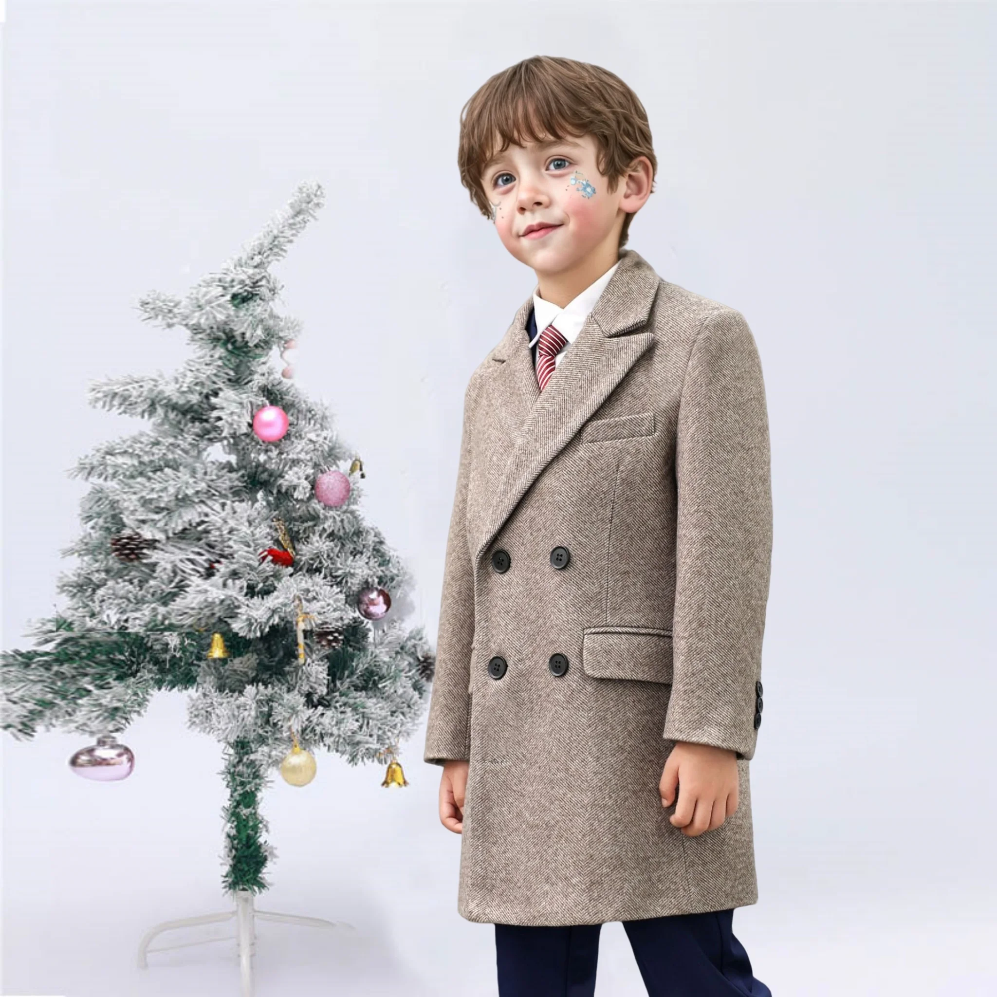 

Детская ветрозащитная уличная праздничная куртка, детское шерстяное пальто для фотосъемки, От 3 до 15 лет, красивое зимнее шерстяное длинное пальто в британском стиле для мальчиков