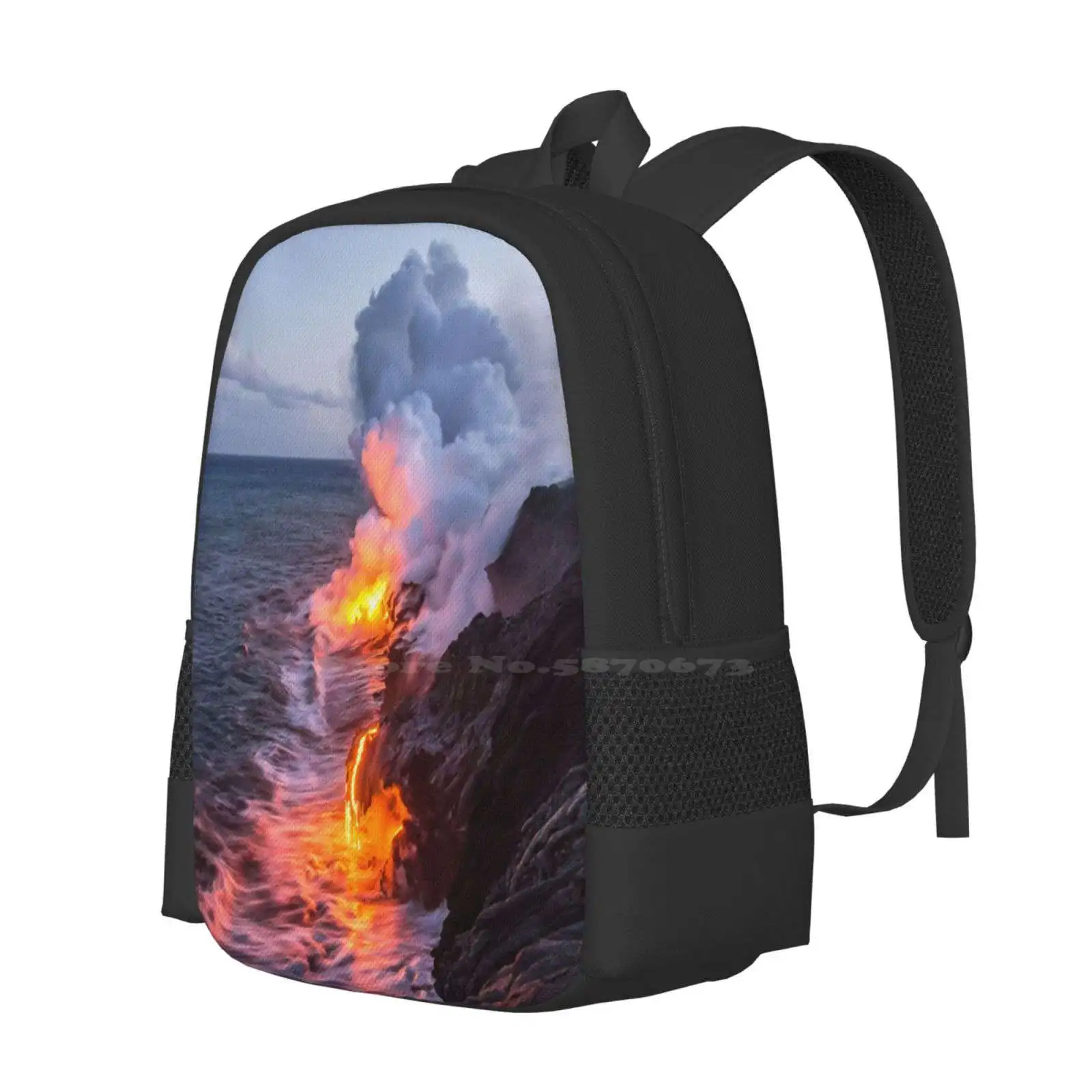 Kilauea Volcano Lava Flow Sea Entry 3-The Big Island Hawaii Fashion Pattern Design Travel Laptop School Backpack Bag Kilauea