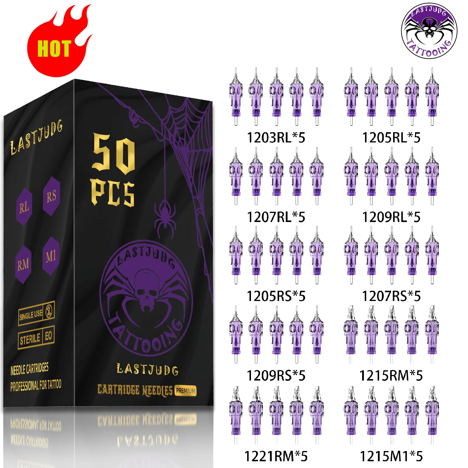 Tattoo Needle LASTJUDG 50PCS Mixed Disposable Tattoo Needles RL RS M1 RM Permanent Makeup Tattoo Cartridge Needle For Tattoo Pen