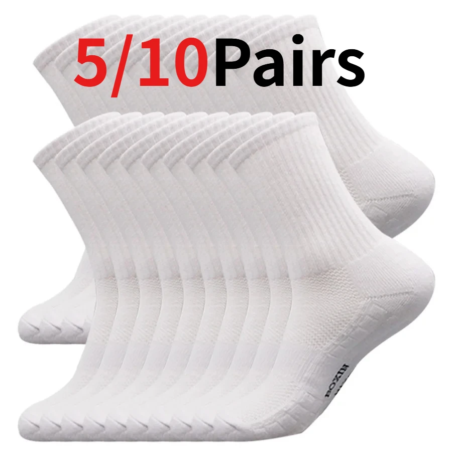 

1/5/10 Pairs Men's Warm Sports Socks Solid Color Black White Breathable Short Crew Socks For Men Dropshipping