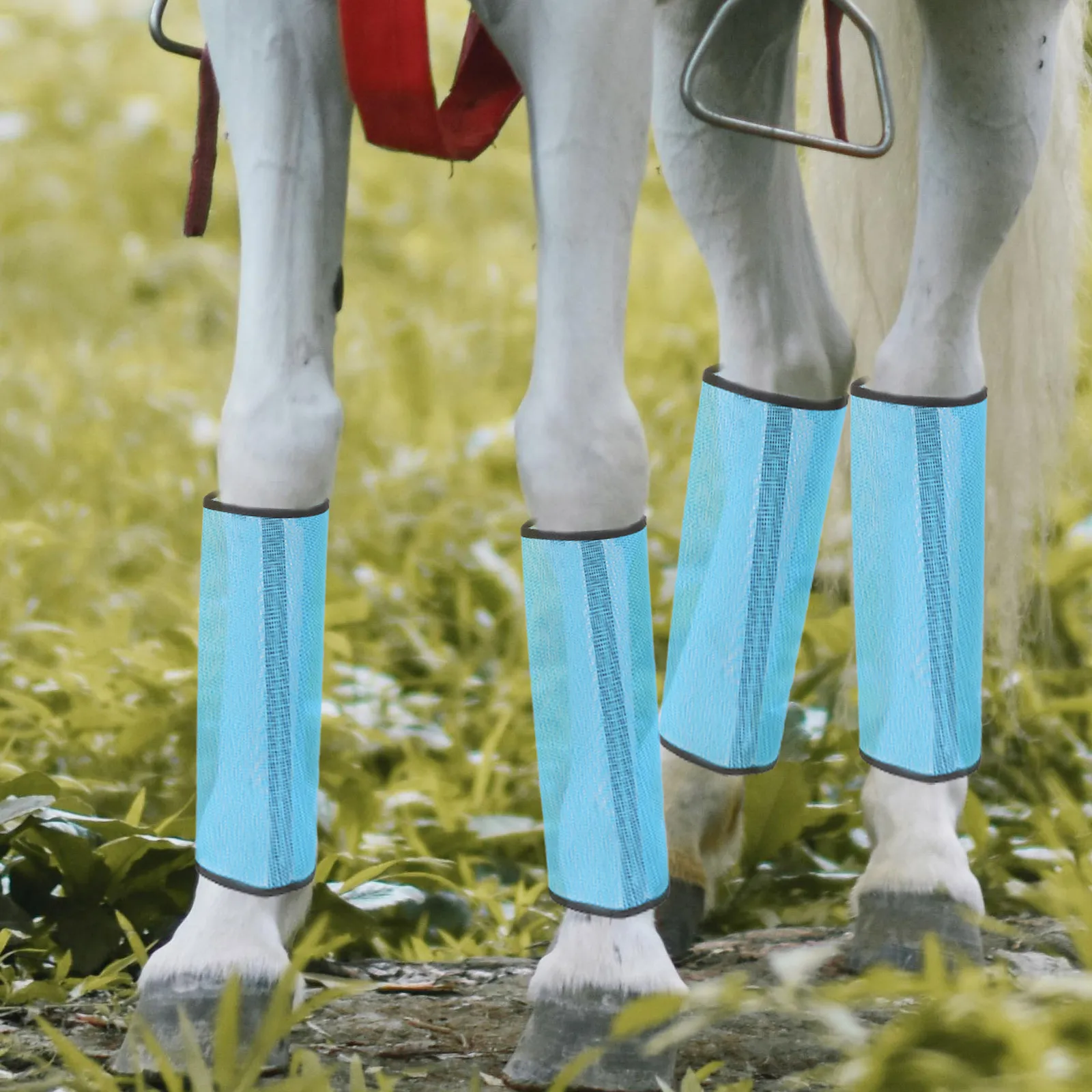 4Pcs Professional Horse Leg Mesh Boots Breathable Design Prevents Heat Uncomfortable Built in Support Bars Convenient