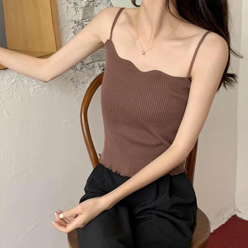 Koreanisches Einfaches Inneres Schichtungs-Tanktop, Lässiges Alltags-Top, Retro Koreanischer Stil, Gestricktes Damen-Camisole, Sommer 2026 Ärmelloses Slim-Fit-Oberteil – Detail 40