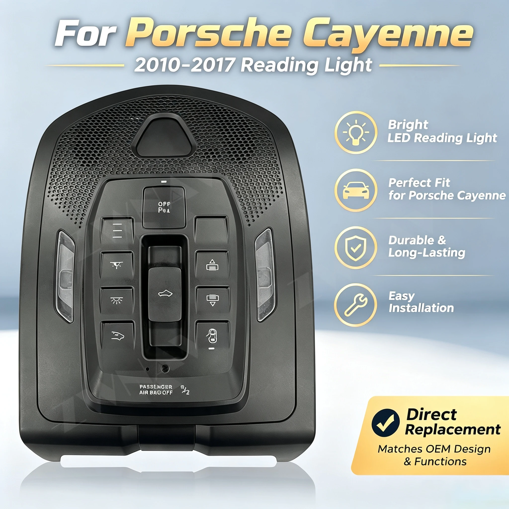 Luz de leitura interior LED de alta luminosidade para Porsche Cayenne 2010-2017, substituição direta, fácil instalação, luz de teto, novos acessórios 
