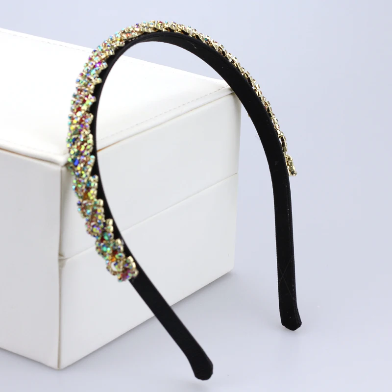luxury AB colorful braid crystal and rhinestone headband sparkly hairband for women girls diamante hair accessories